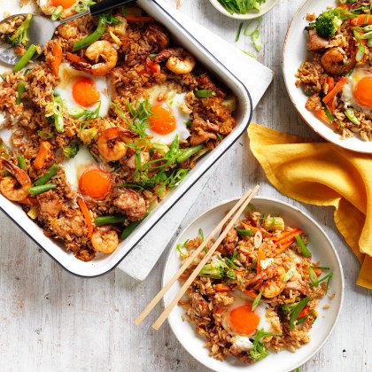 Tray Bake Egg Fried Rice