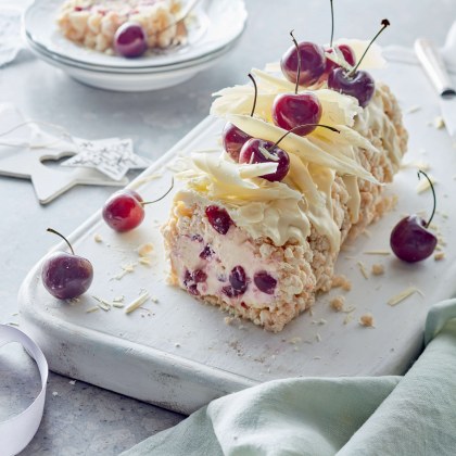 White Forest Crackle Cheesecake Log