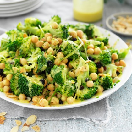 Broccoli, Currant, Chickpea and Almond Salad