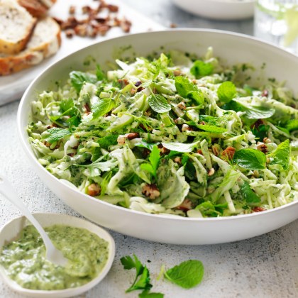 Fennel, Apple and Cabbage Slaw with Green Mayonnaise