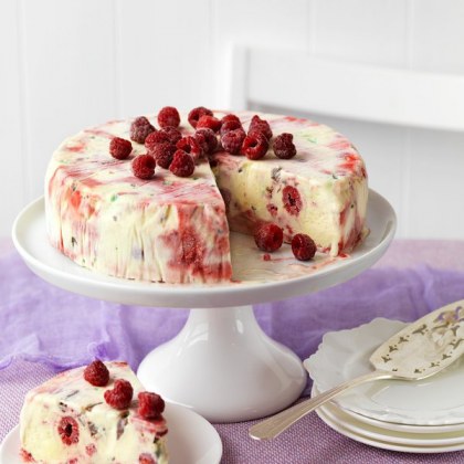 Raspberry Ripple & Peppermint Crisp Ice-Cream Cake