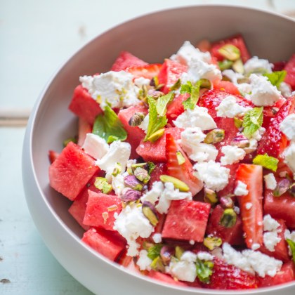 Watermelon, Strawberry and Feta Salad