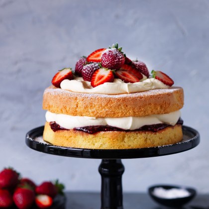 Traditional Sponge Cake with Jam and Cream