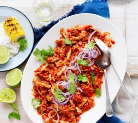 Slow-Cooked Tomato Pulled Chicken