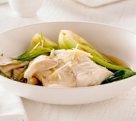 Steamed Fish with Ginger & Oyster Mushrooms