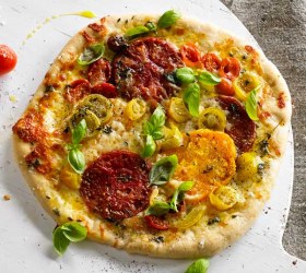 Spelt Pizza with Roasted Tomatoes & Mozzarella