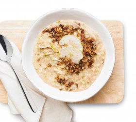 Date and Apple Oatmeal with Coconut Granola Topping