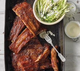 Smoked Pork Ribs with Coleslaw