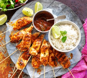 Butter Chicken Skewers with Salad