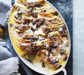 Pear and Chocolate Bread and Butter Pudding