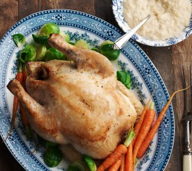 Pot Roasted Chicken in Milk with Homestyle Bread Sauce
