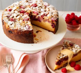 Custard Cake with Raspberries