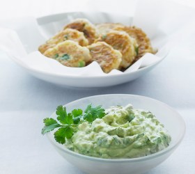 Guacamole with Prawn Fritters