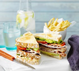 Super Ham and Turkey Club Sandwiches