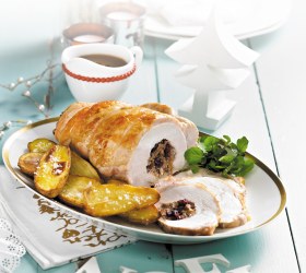Oven Roasted Turkey Breast with Walnut and Cranberry Stuffing