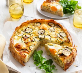 Goat’s Cheese And Zucchini Potato Crust Quiche