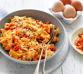 Spicy Kimchi and Cheese Egg Salad