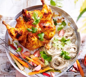 Chilli Coriander Split Chicken with Pickled Vegetables and Soba Noodles