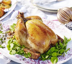 Stout-Glazed Chicken with Quinoa and Nut Stuffing