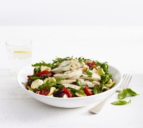 Mediterranean Chicken and Orrechiette Pasta Salad