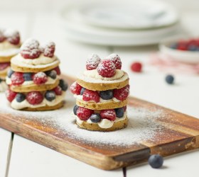 Mini Berry Pancake Stacks