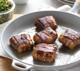 Pork and Mushroom Bacon Wrapped Patties