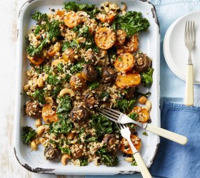 Roast Mushroom, Kale Rice and Quinoa Salad