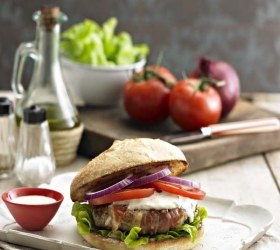 Veal and prosciutto burgers with tuna mayo