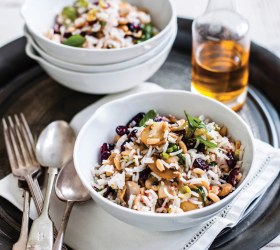 Mushroom, Cranberry & Pine nut rice Salad