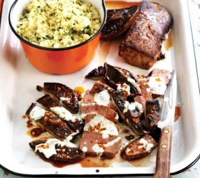 Mushrooms with Herb Couscous & Lamb