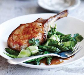 Sweet Soy Pork with Sugar Snap Pea and Asparagus Salad
