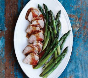 Marinated Pork Tenderloin with Steamed Asparagus