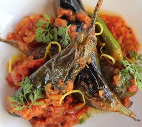 Baby eggplant with tomato and masala spices