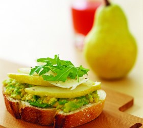 Pear, Avocado and Rocket Open Sandwiches