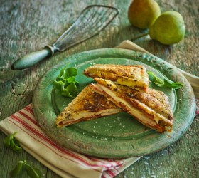 Pear, Salami and Brie Toastie