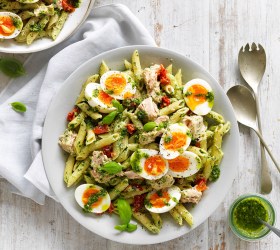 Pesto, Tuna and Egg Pasta Salad