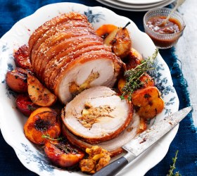 Roast Pork with Chutney Stuffing and Glazed Fruits