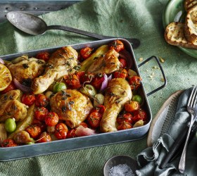 Spanish Paprika Chicken with Truss Tomatoes, Red Onions and Olives