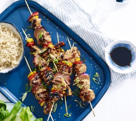 Asian Turkey Skewers with Brown Rice