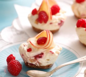Peach and Raspberry Chilled Cheesecakes