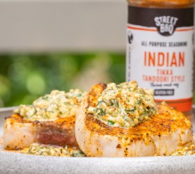 BBQ Grilled Swordfish with Cashew and Coriander Sauce BBQ Grilled Swordfish with Cashew and Coriander Sauce