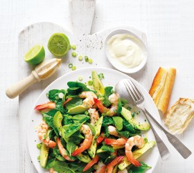 Avocado, Baby Spinach and Prawn Salad