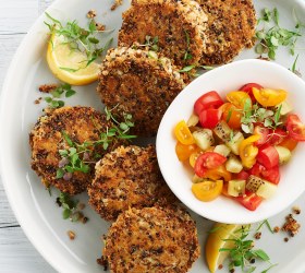 Cauliflower and Cheddar Fritters with Kiwi Salsa
