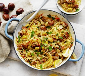 Chestnut, Italian Sausage and Fennel Spaghetti