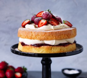 Traditional Sponge Cake with Jam and Cream