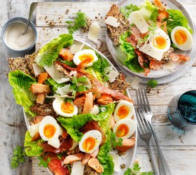 Caesar Salad with Hot Smoked Salmon