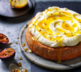 Sponge Cake with Cream and Passionfruit Curd