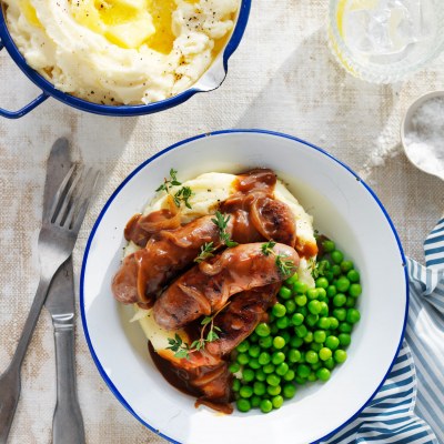 Cheesy Mash with Sausages