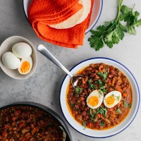 Mexican Braised Beans with Soft Boiled Egg
