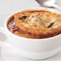 French onion soup with parmesan sage croutons